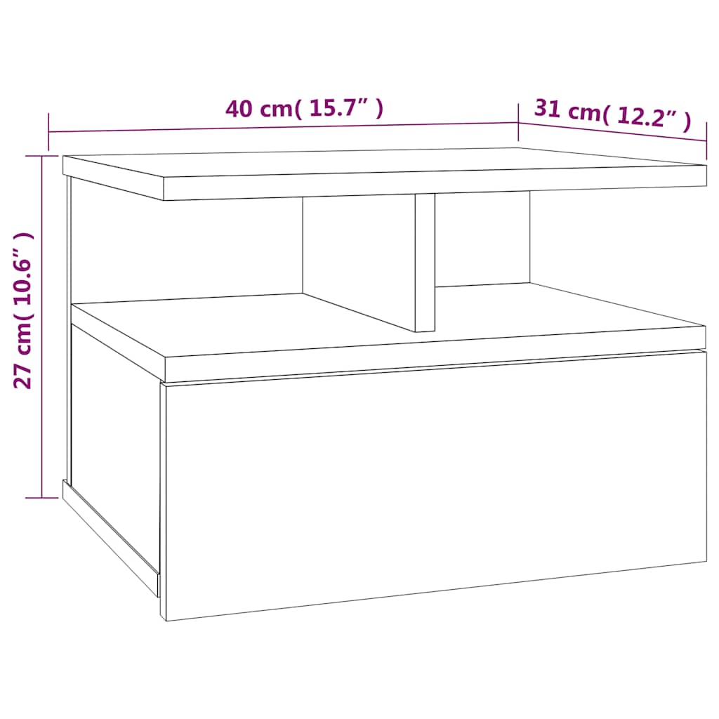 Floating Nightstand 2 pcs Grey Sonoma 40x31x27 cm