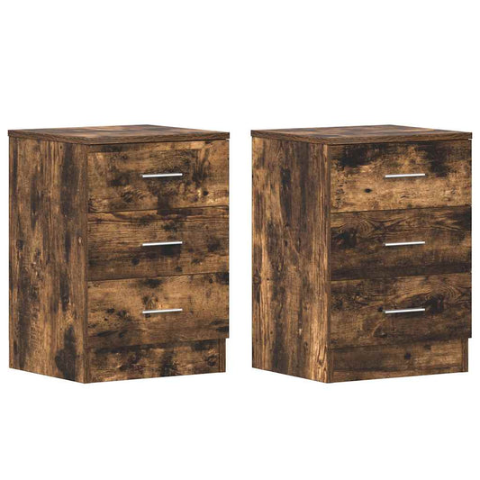 Bedside Cabinets 2 pcs Smoked Oak 38x35x56 cm Engineered Wood