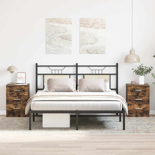 Bedside Cabinets 2 pcs Smoked Oak 38x35x56 cm Engineered Wood
