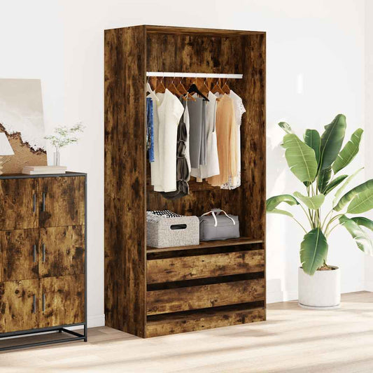 Wardrobe Smoked Oak 100x50x200 cm Engineered Wood