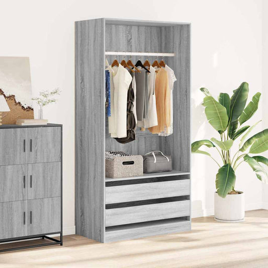 815346 vidaXL Wardrobe Grey Sonoma 100x50x200 cm Engineered Wood