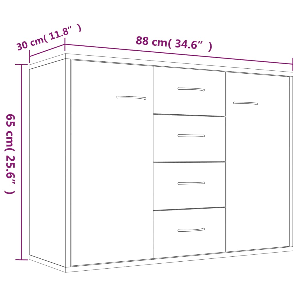 815369 vidaXL Sideboard Smoked Oak 88x30x65 cm Engineered Wood