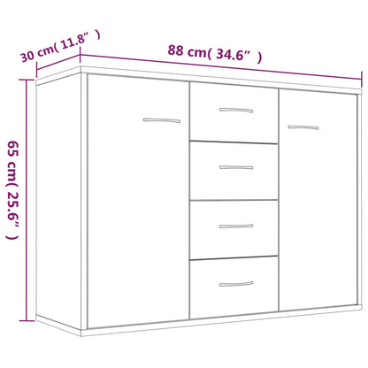 815369 vidaXL Sideboard Smoked Oak 88x30x65 cm Engineered Wood