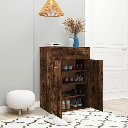 Shoe Cabinet | Smoked Oak | Engineered Wood | Compact | Storage
