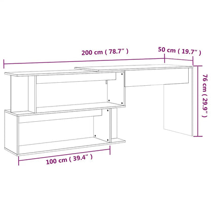 Corner Desk Smoked Oak 200x50x76 cm Engineered Wood
