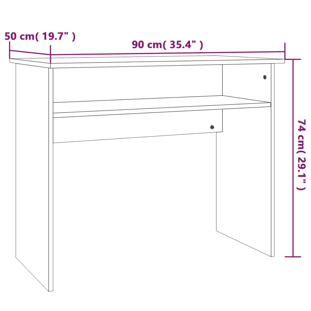 Desk Smoked Oak 90x50x74 cm Engineered Wood