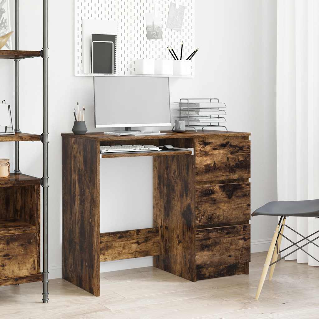 Desk Smoked Oak 90x45x76 cm Engineered Wood