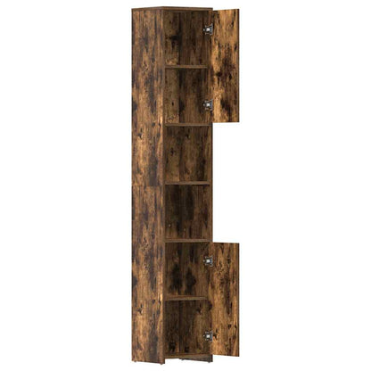 815519 vidaXL Bathroom Cabinet Smoked Oak 30x30x183,5 cm Engineered Wood