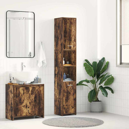 815519 vidaXL Bathroom Cabinet Smoked Oak 30x30x183,5 cm Engineered Wood
