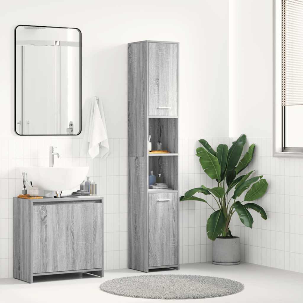 Bathroom Cabinet Grey Sonoma 30x30x183.5 cm Engineered Wood