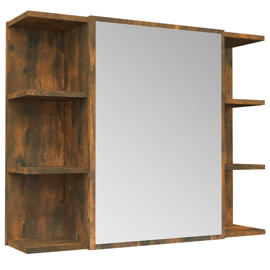 Bathroom Mirror Cabinet Smoked Oak 80x20.5x64cm Engineered Wood