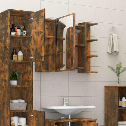 Bathroom Mirror Cabinet Smoked Oak 80x20.5x64cm Engineered Wood