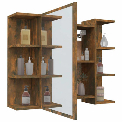 Bathroom Mirror Cabinet Smoked Oak 80x20.5x64cm Engineered Wood
