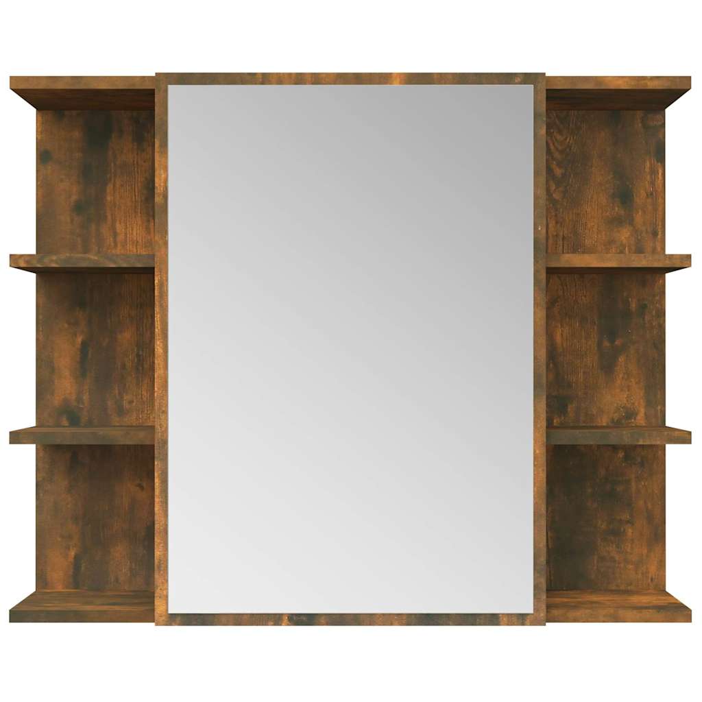 Bathroom Mirror Cabinet Smoked Oak 80x20.5x64cm Engineered Wood