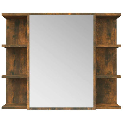 Bathroom Mirror Cabinet Smoked Oak 80x20.5x64cm Engineered Wood