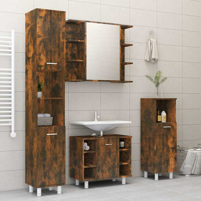 Bathroom Mirror Cabinet Smoked Oak 80x20.5x64cm Engineered Wood