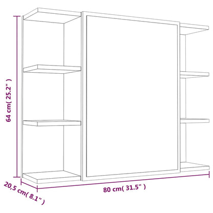 Bathroom Mirror Cabinet Smoked Oak 80x20.5x64cm Engineered Wood