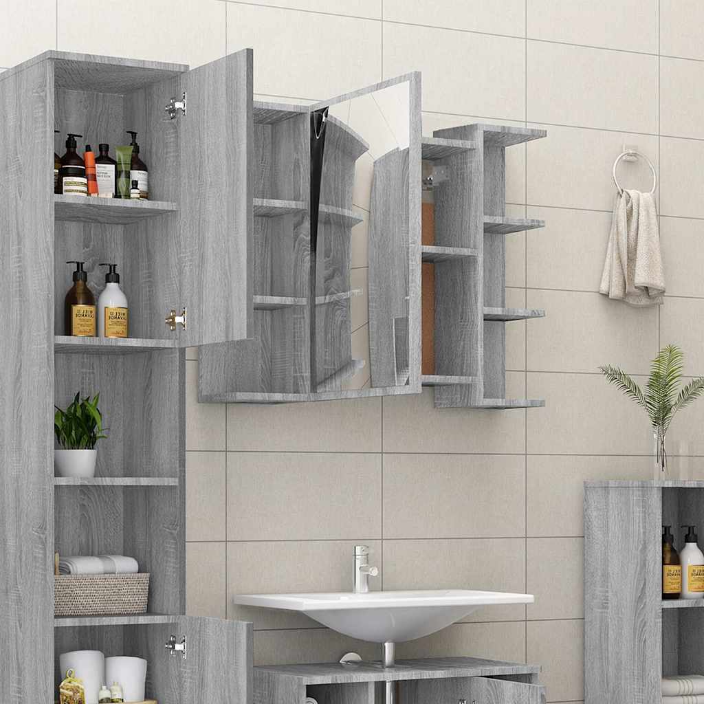 Bathroom Mirror Cabinet Grey Sonoma 80x20.5x64 cm