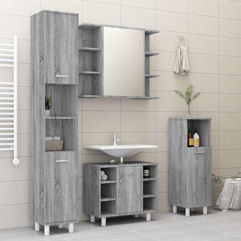 Bathroom Mirror Cabinet Grey Sonoma 80x20.5x64 cm