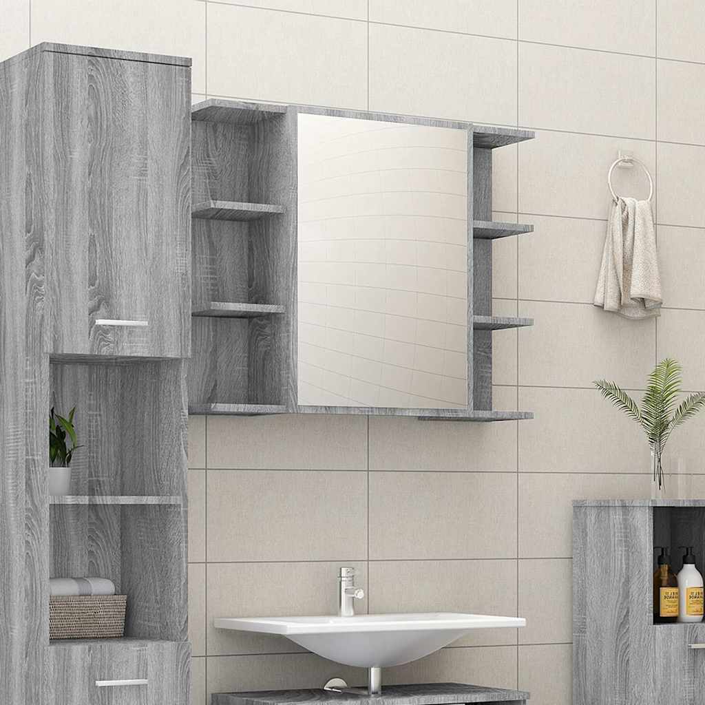 Bathroom Mirror Cabinet Grey Sonoma 80x20.5x64 cm