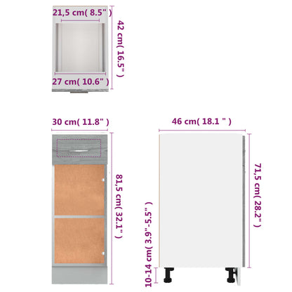 Drawer Bottom Cabinet Lyon Grey Sonoma 30x46x81.5 cm Engineered Wood
