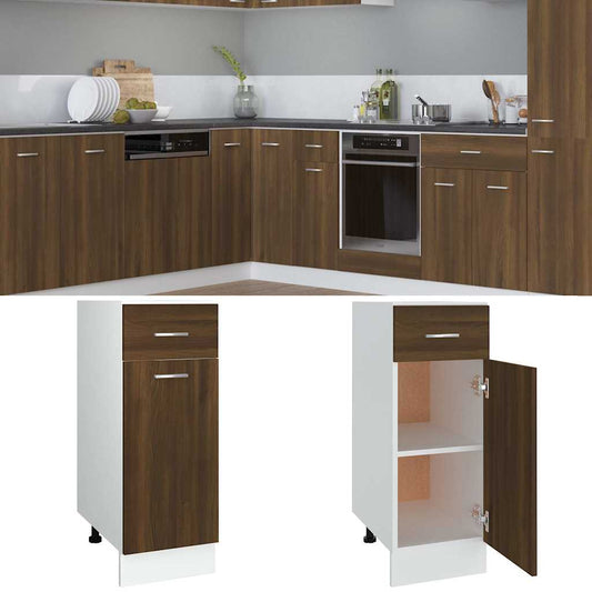 Drawer Bottom Cabinet "Lyon" Brown Oak 30x46x81.5 cm