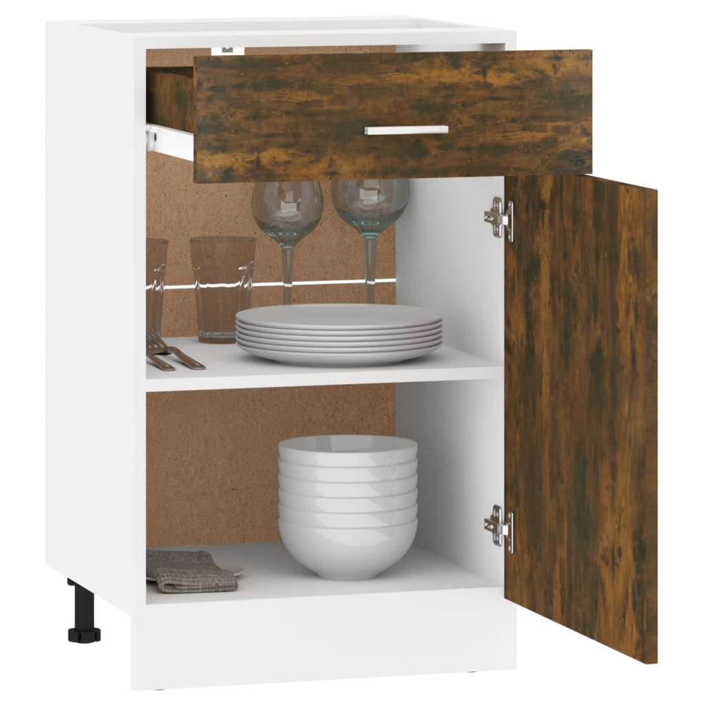 Drawer Bottom Cabinet Lyon Smoked Oak 50x46x81.5 cm Engineered Wood