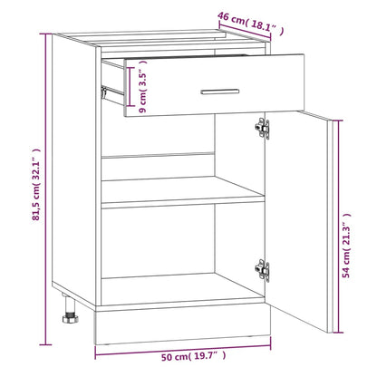 Drawer Bottom Cabinet Lyon Smoked Oak 50x46x81.5 cm Engineered Wood