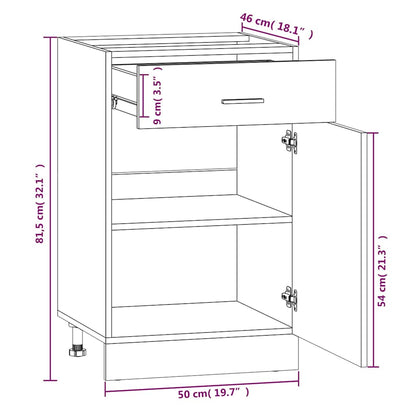 Drawer Bottom Cabinet "Lyon" Smoked Oak 50x46x81.5 cm