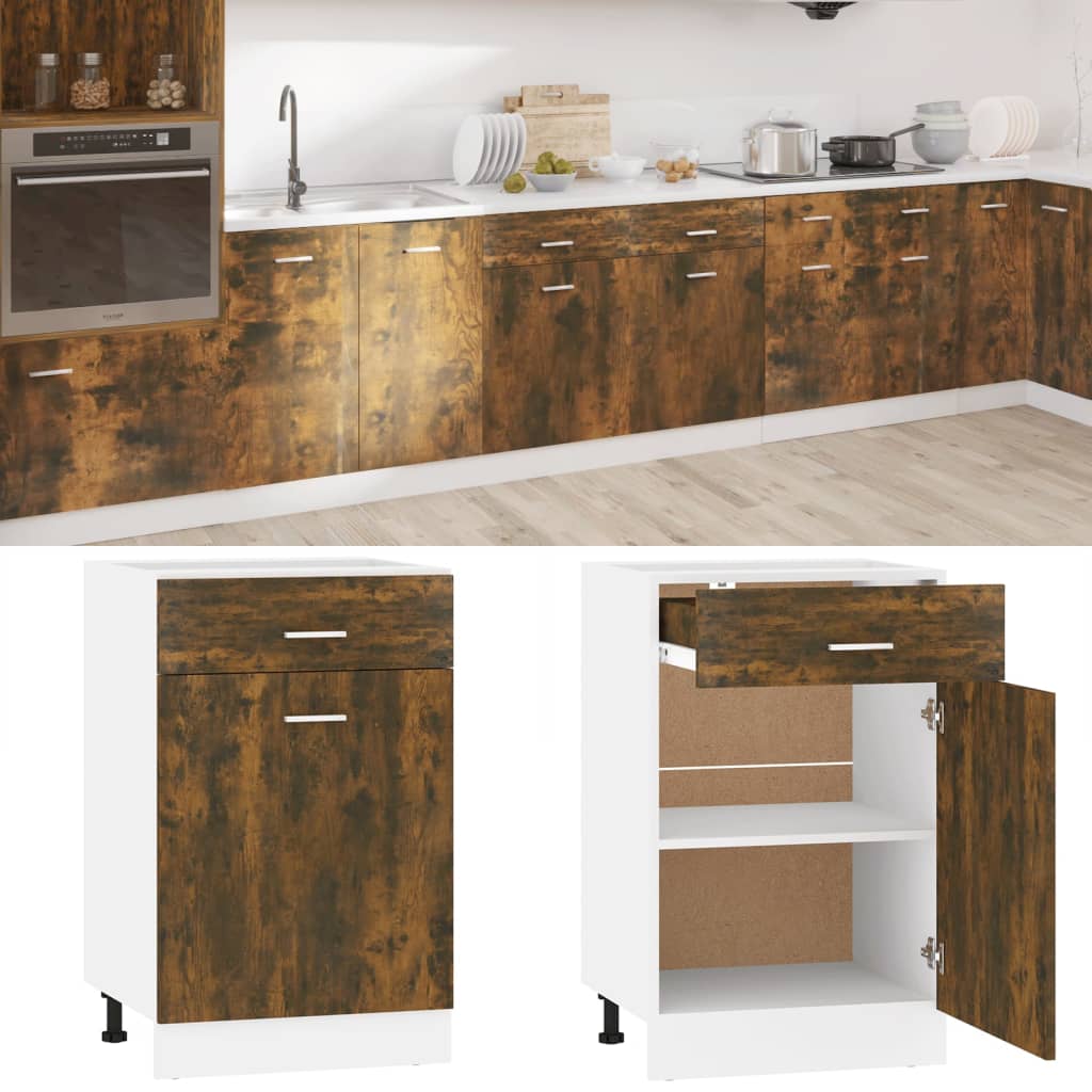 Drawer Bottom Cabinet Lyon Smoked Oak 50x46x81.5 cm Engineered Wood