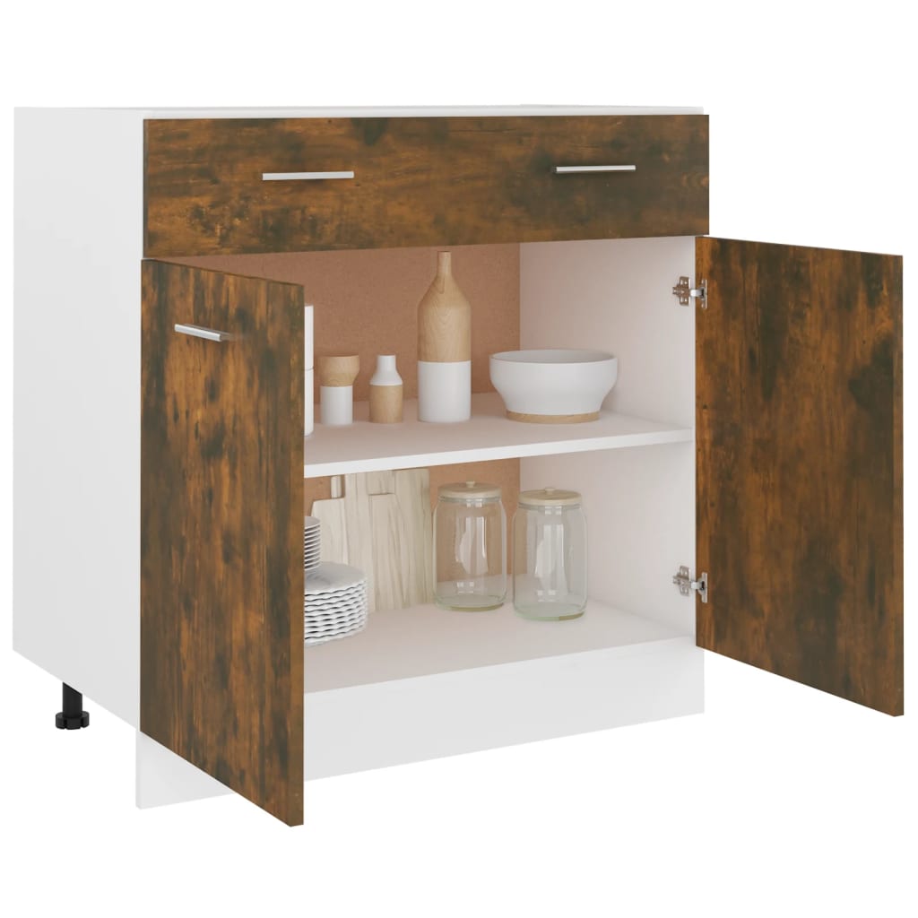 Drawer Bottom Cabinet Lyon Smoked Oak 80x46x81.5 cm Engineered Wood