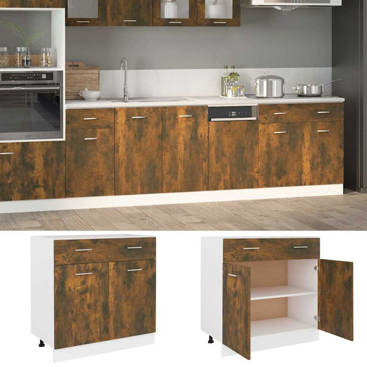 Drawer Bottom Cabinet "Lyon" Smoked Oak 80x46x81.5 cm