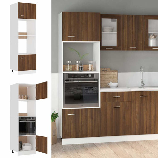 Microwave Cabinet "Lyon" Brown Oak 60x57x207 cm Engineered Wood