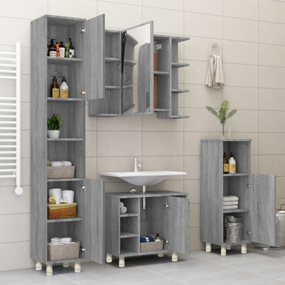 Bathroom Cabinet Grey Sonoma 30x30x95 cm Engineered Wood