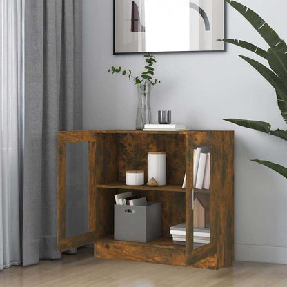 Vitrine Cabinet Smoked Oak 82,5x30,5x80 cm Engineered Wood