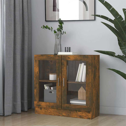 Vitrine Cabinet Smoked Oak 82,5x30,5x80 cm Engineered Wood