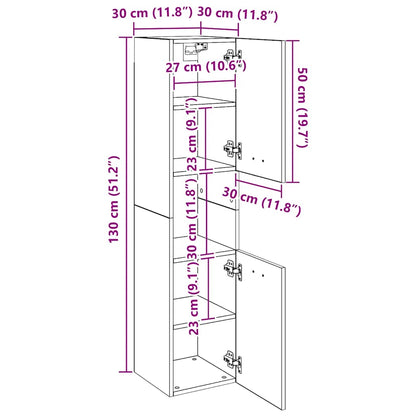 Bathroom Cabinet Smoked Oak 30x30x130 cm Engineered Wood