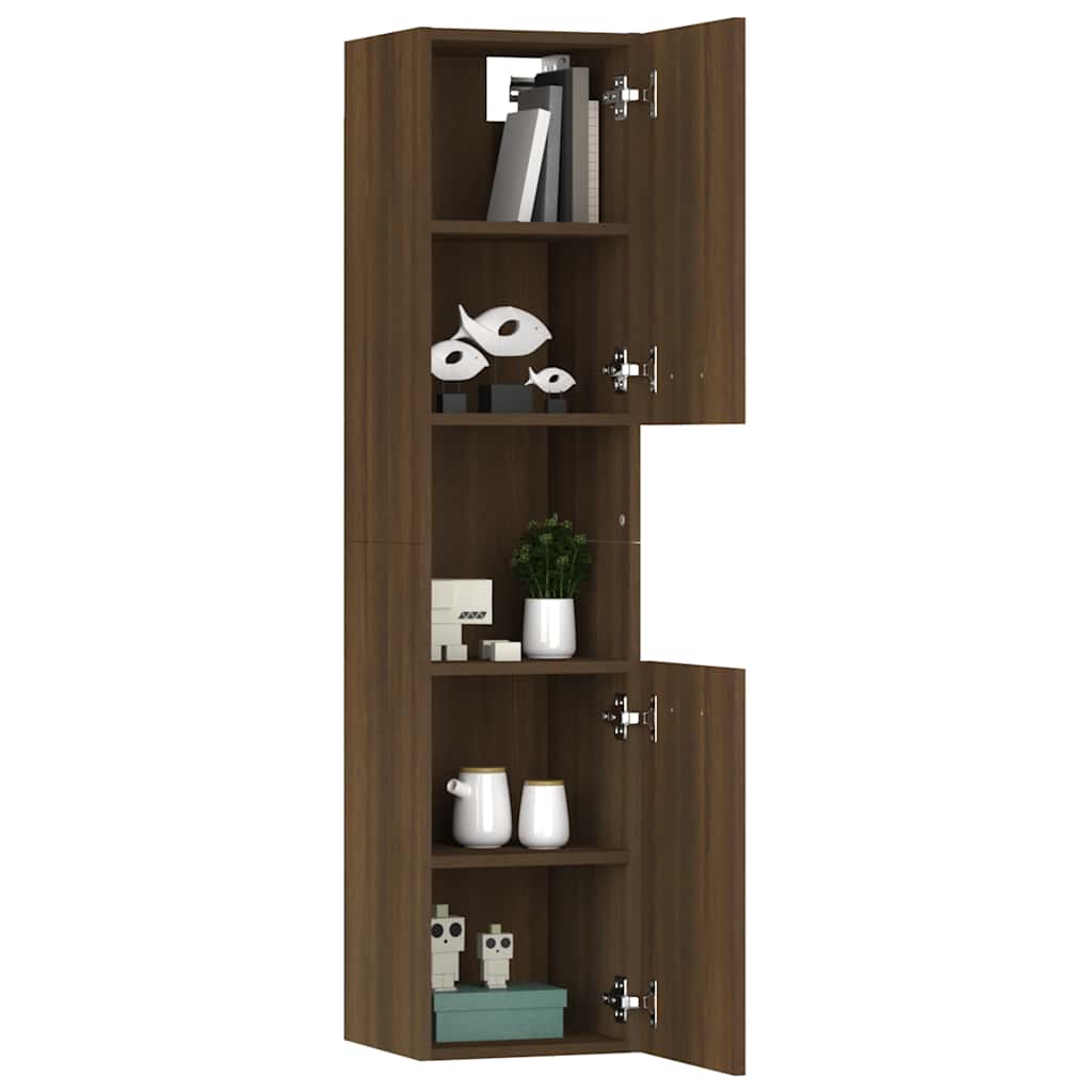 Bathroom Cabinet Brown Oak 30x30x130 cm Engineered Wood