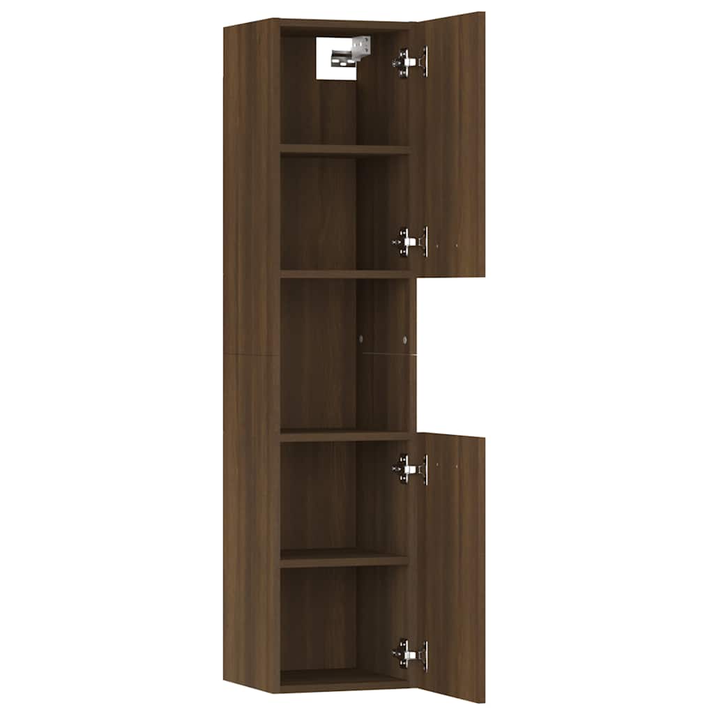 Bathroom Cabinet Brown Oak 30x30x130 cm Engineered Wood