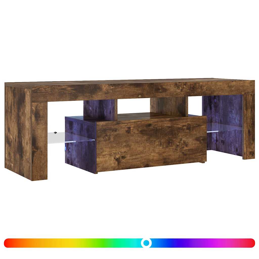 TV Cabinet with LED Lights Smoked Oak 120x35x40 cm