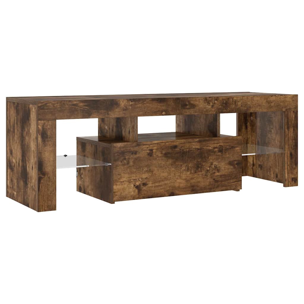 TV Cabinet with LED Lights Smoked Oak 120x35x40 cm