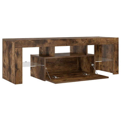 TV Cabinet with LED Lights Smoked Oak 120x35x40 cm