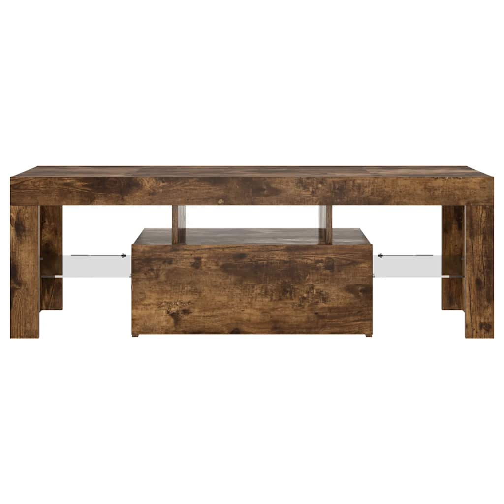TV Cabinet with LED Lights Smoked Oak 120x35x40 cm
