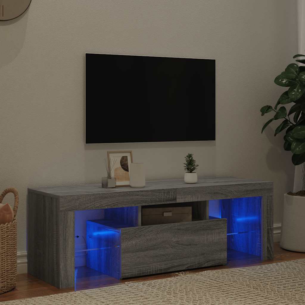 TV Cabinet with LED Lights Grey Sonoma 120x35x40 cm