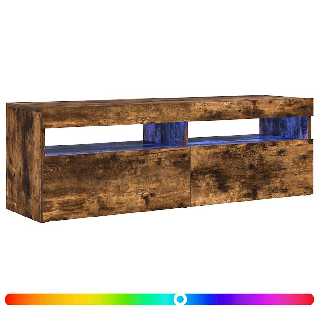 TV Cabinet with LED Lights Smoked Oak 120x35x40 cm