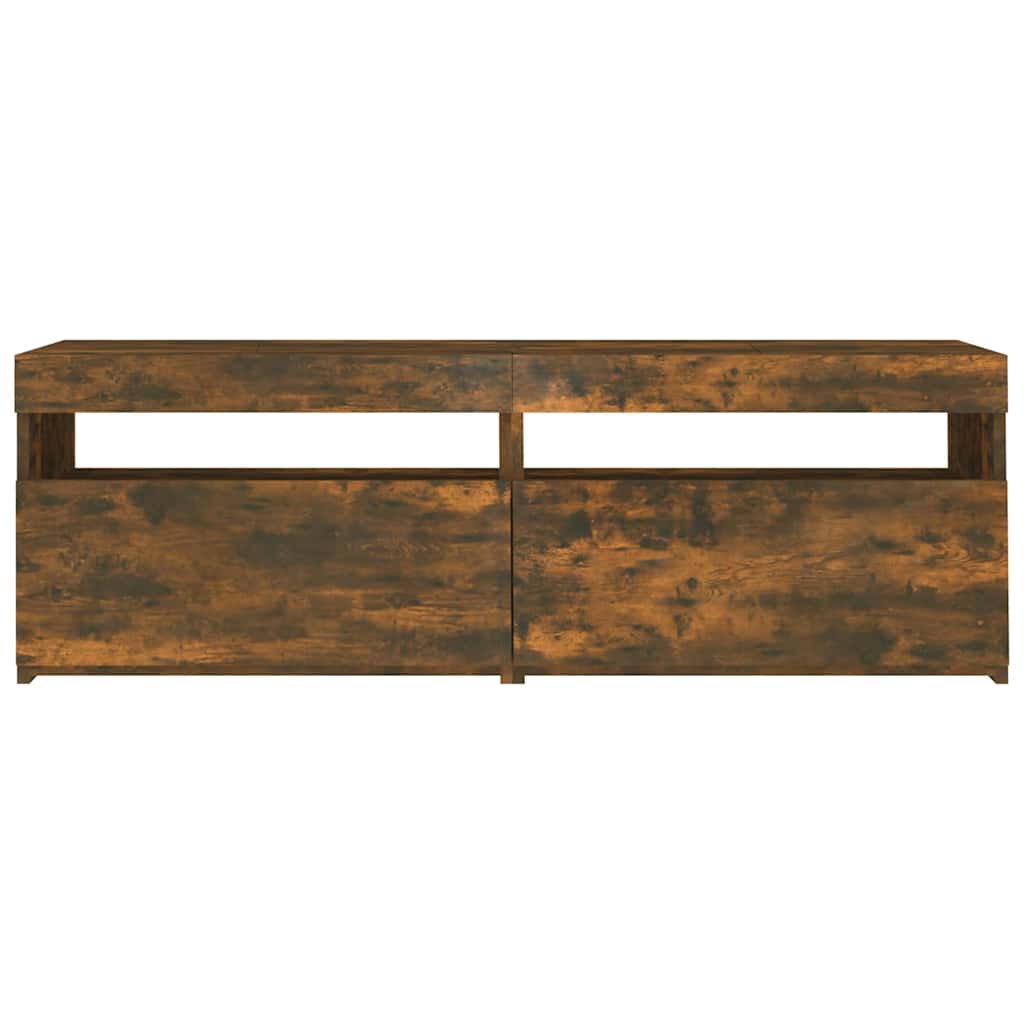 TV Cabinet with LED Lights Smoked Oak 120x35x40 cm