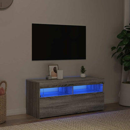 TV Cabinet with LED Lights Grey Sonoma 90x35x40 cm