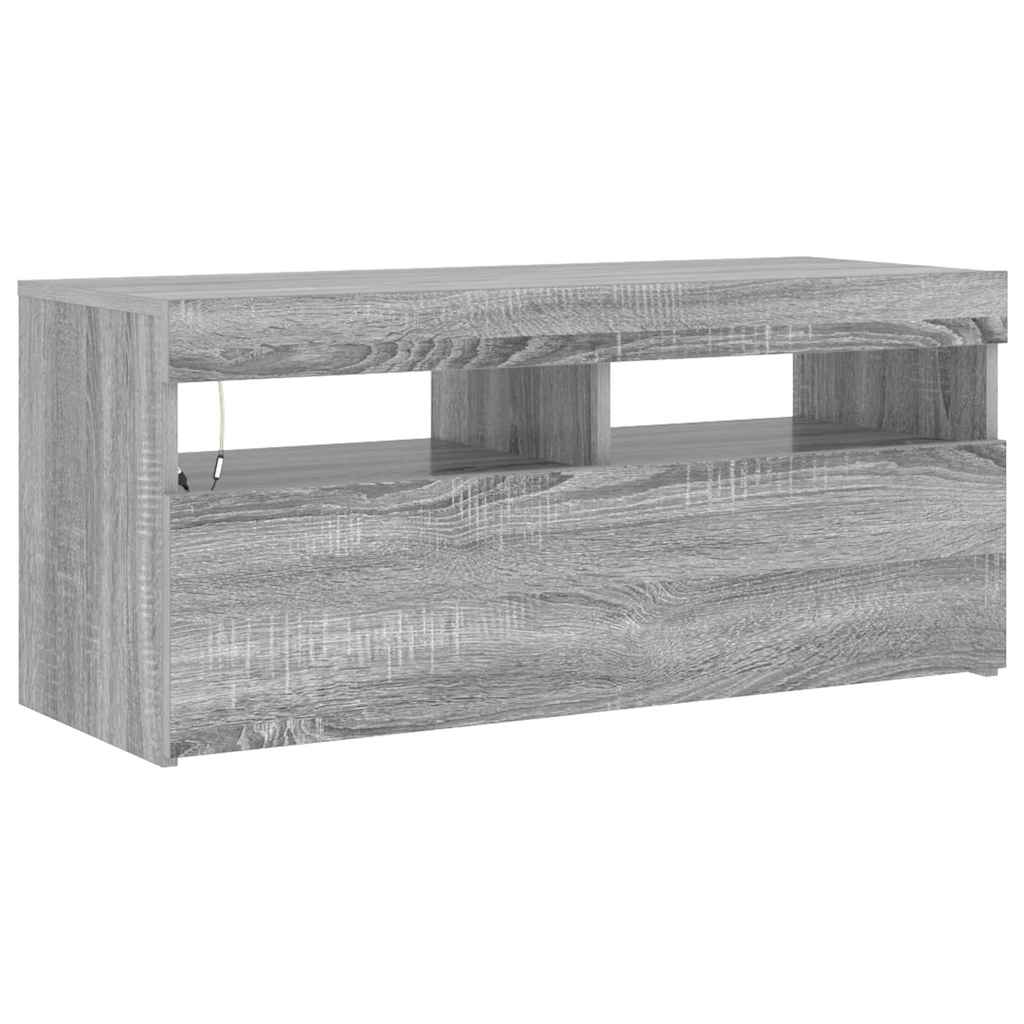 TV Cabinet with LED Lights Grey Sonoma 90x35x40 cm