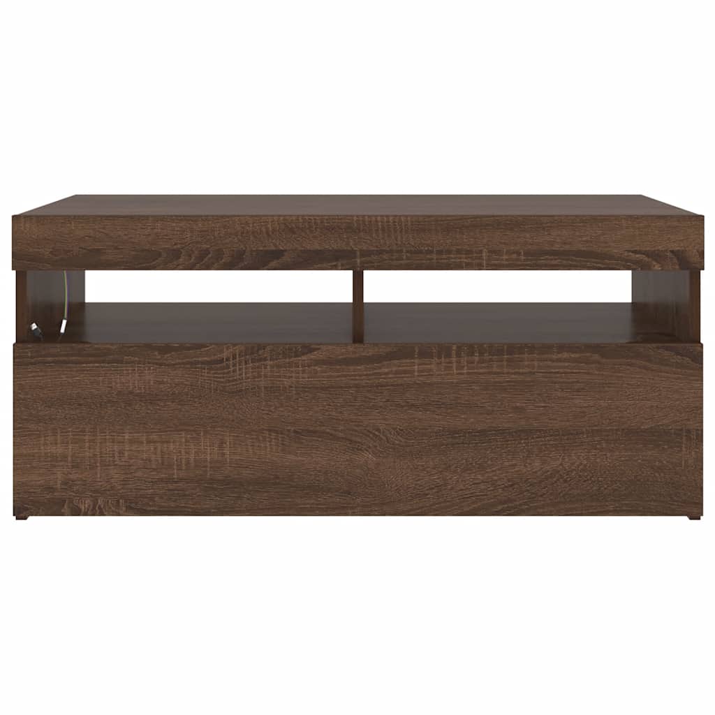 TV Cabinet with LED Lights Brown Oak 90x35x40 cm