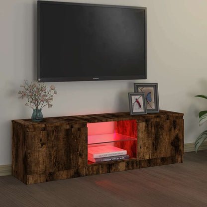 TV Cabinet with LED Lights Smoked Oak 120x30x36 cm